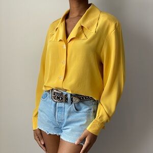 Vintage Yellow Women's Button-Down Shirt